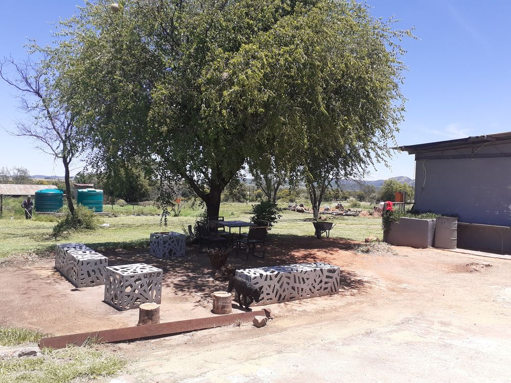 Fire pit outside the bar